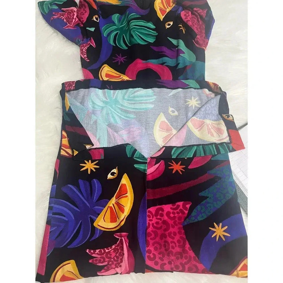 Farm Rio Mystic Jungle Dress 3/4 Length Sleeve Bodycon Size XS  Zipper Back - Picture 7 of 13
